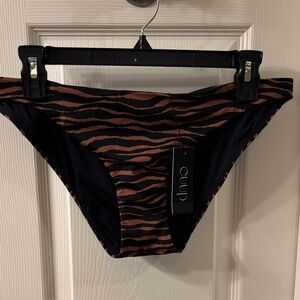 CUUP Zebra-Stripe Bikini Bottoms in Brown and Black